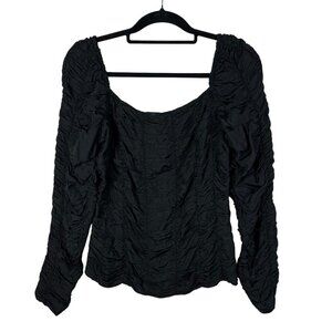 By Malene Birger‎ Black Ruffle Blouse Womens Size 38 Scoop Neck Designer